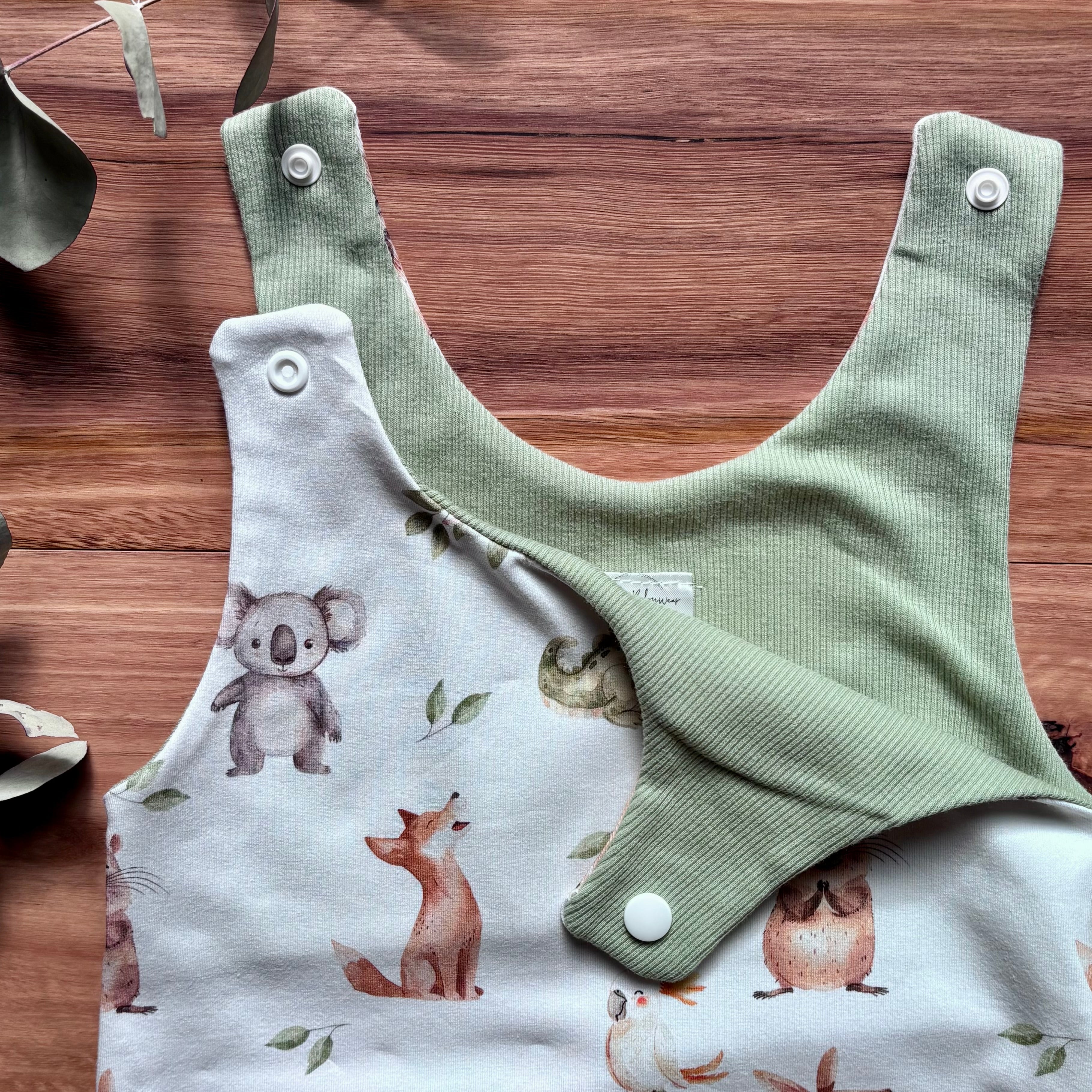 Baby Summer Romper -  Green Australian Animals
