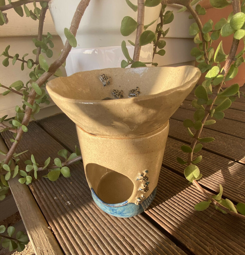 Whimsical Tea Light Burner /Handmade Pottery