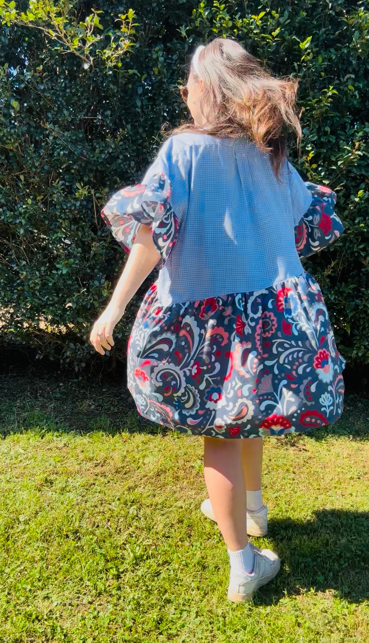 Upcycled Shirt Dress | Blue Check & Floral