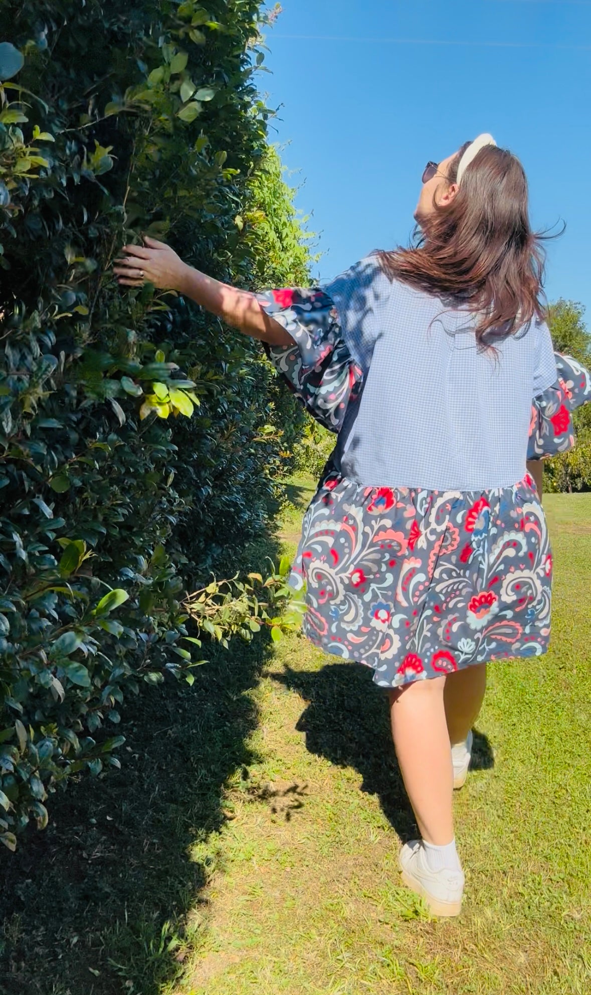 Upcycled Shirt Dress | Blue Check & Floral
