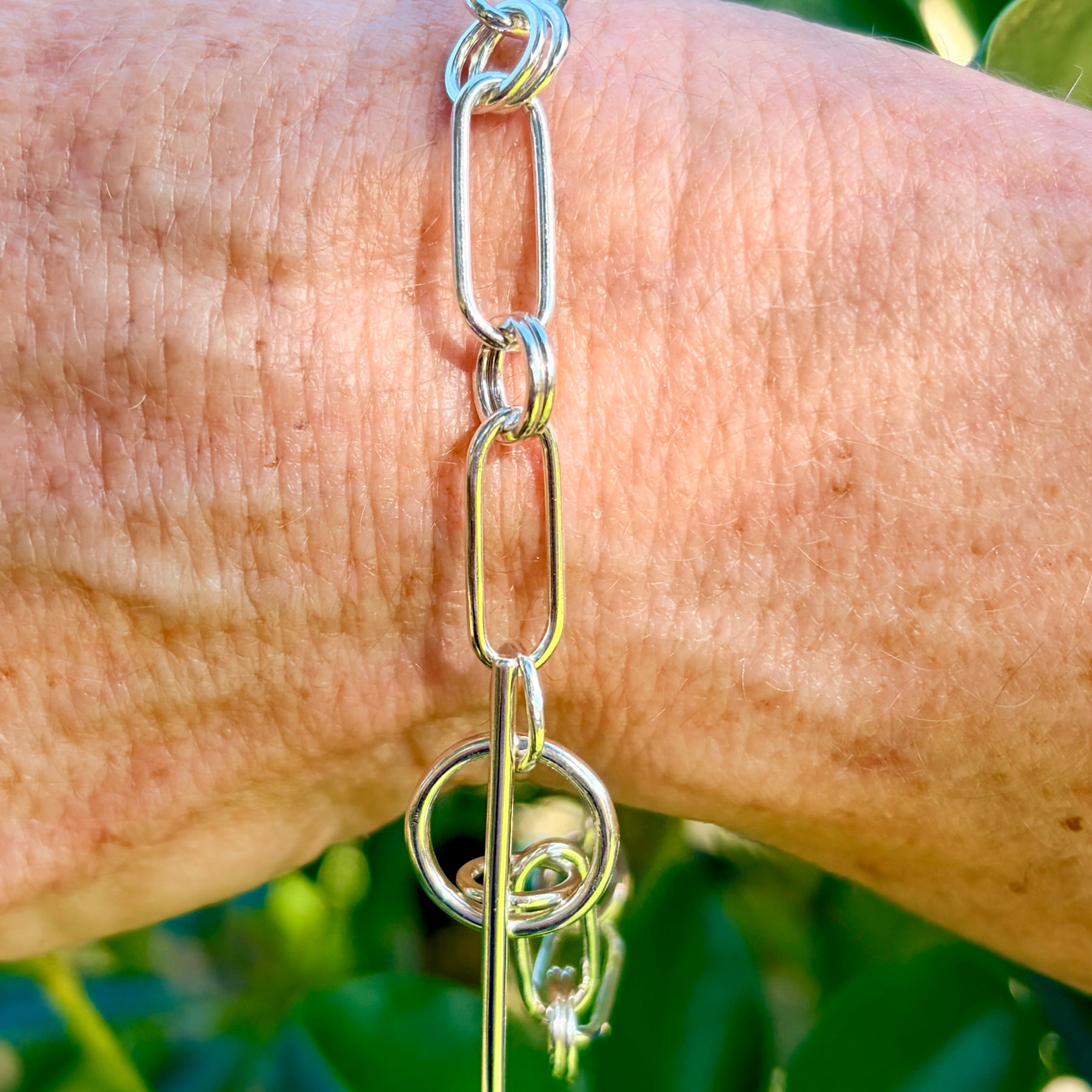 Double Loop Sterling Silver Bracelet
