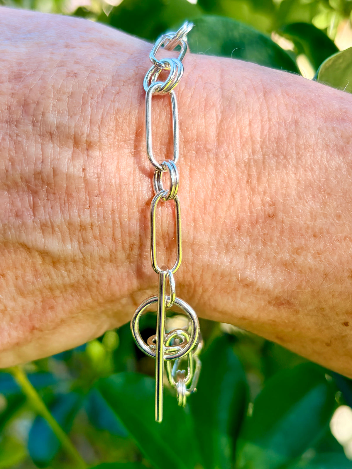 Double Loop Sterling Silver Bracelet