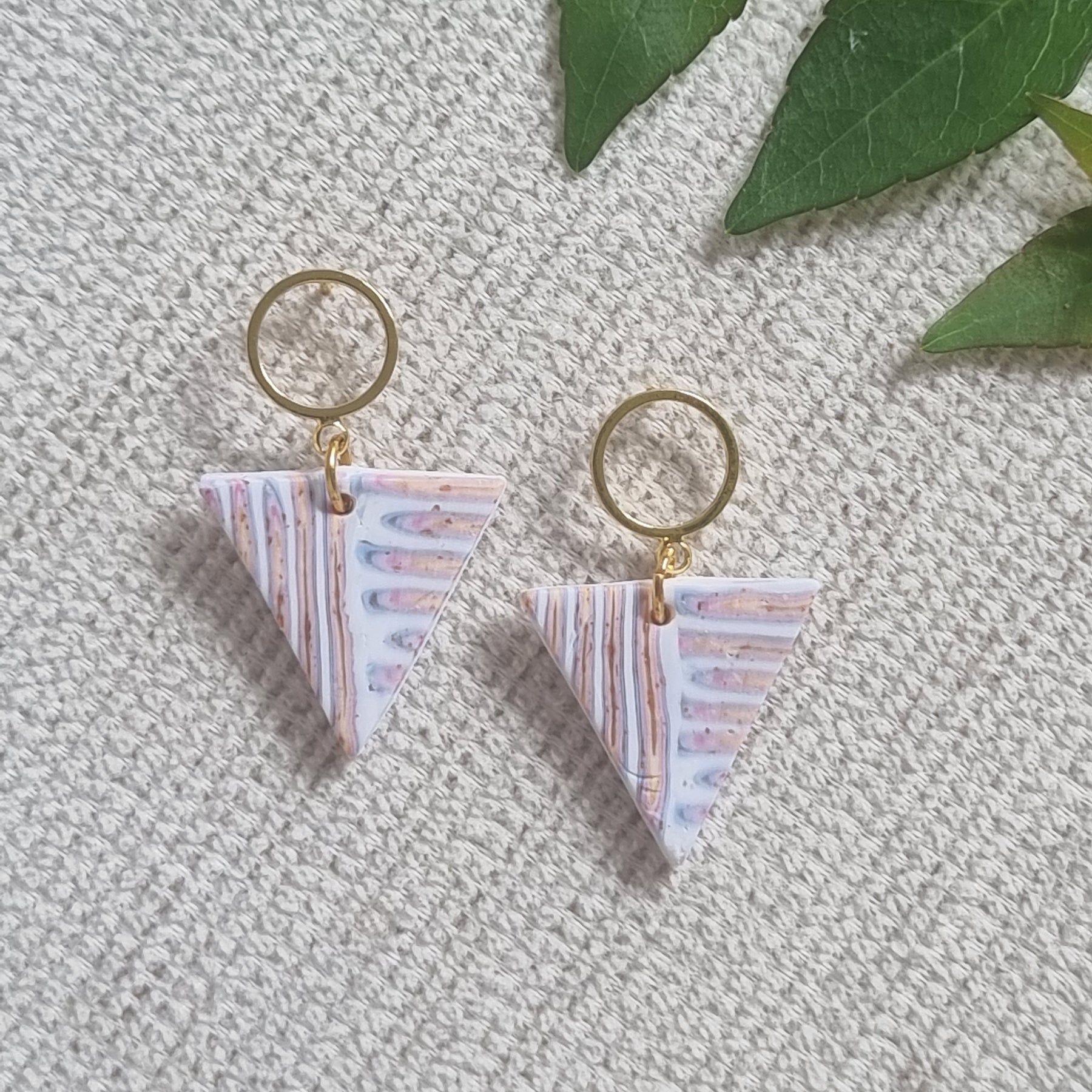 Pastel Mosaic Dangle - Triangle shaped miminimalist earrings