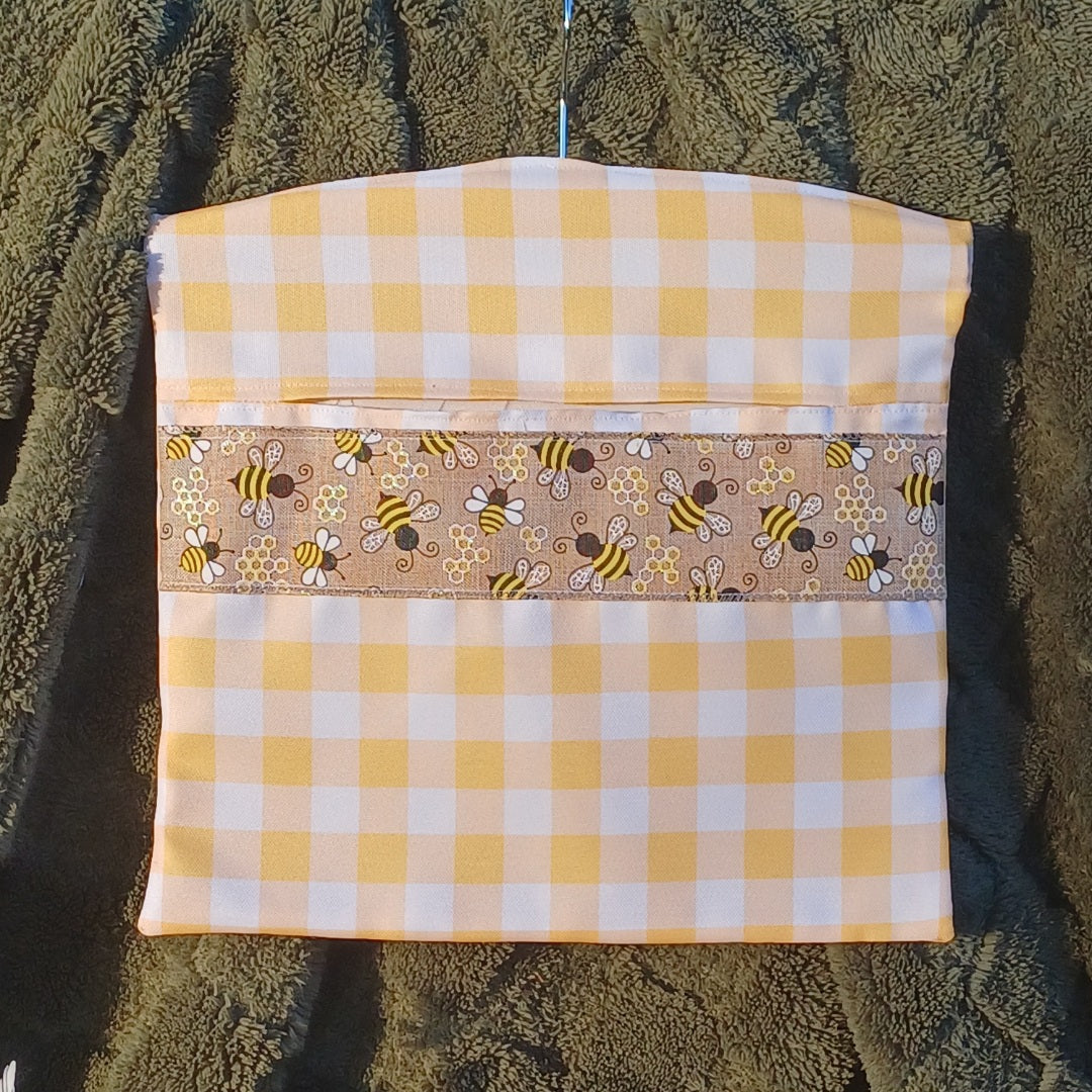 Peg Bag - Yellow Gingham Bee Design