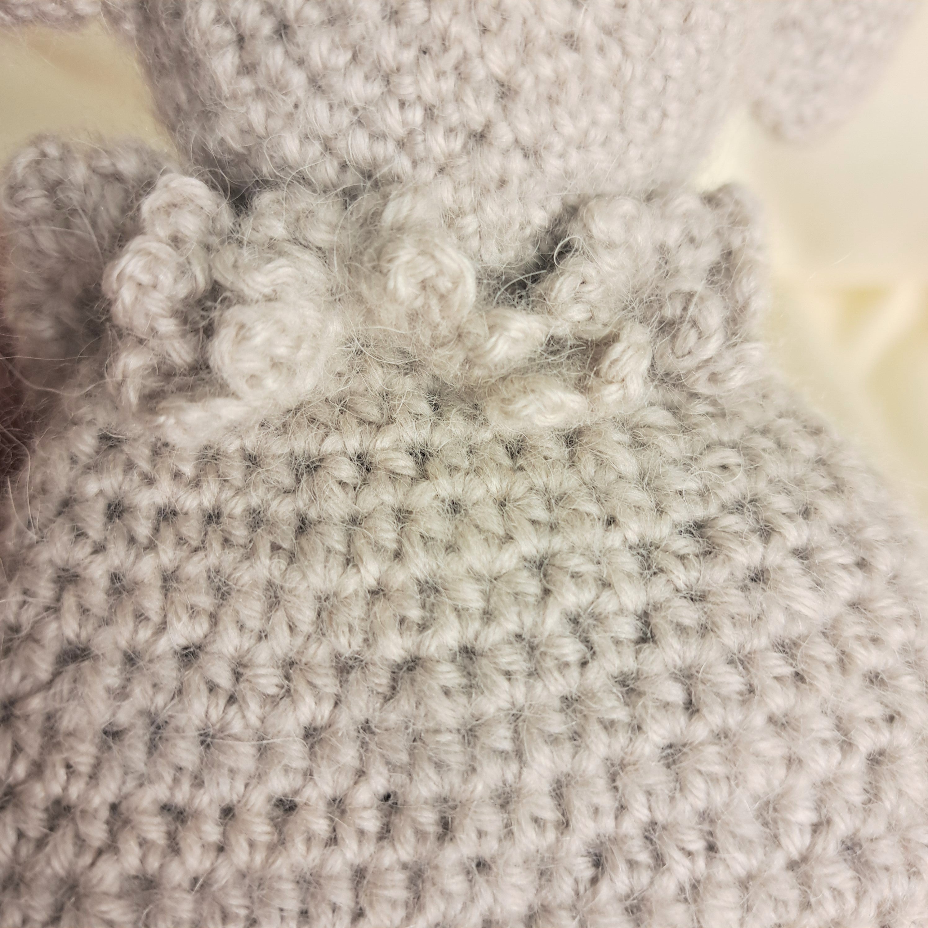 Handmade crochet elephant snuggler, Australian wool, alpaca,silk