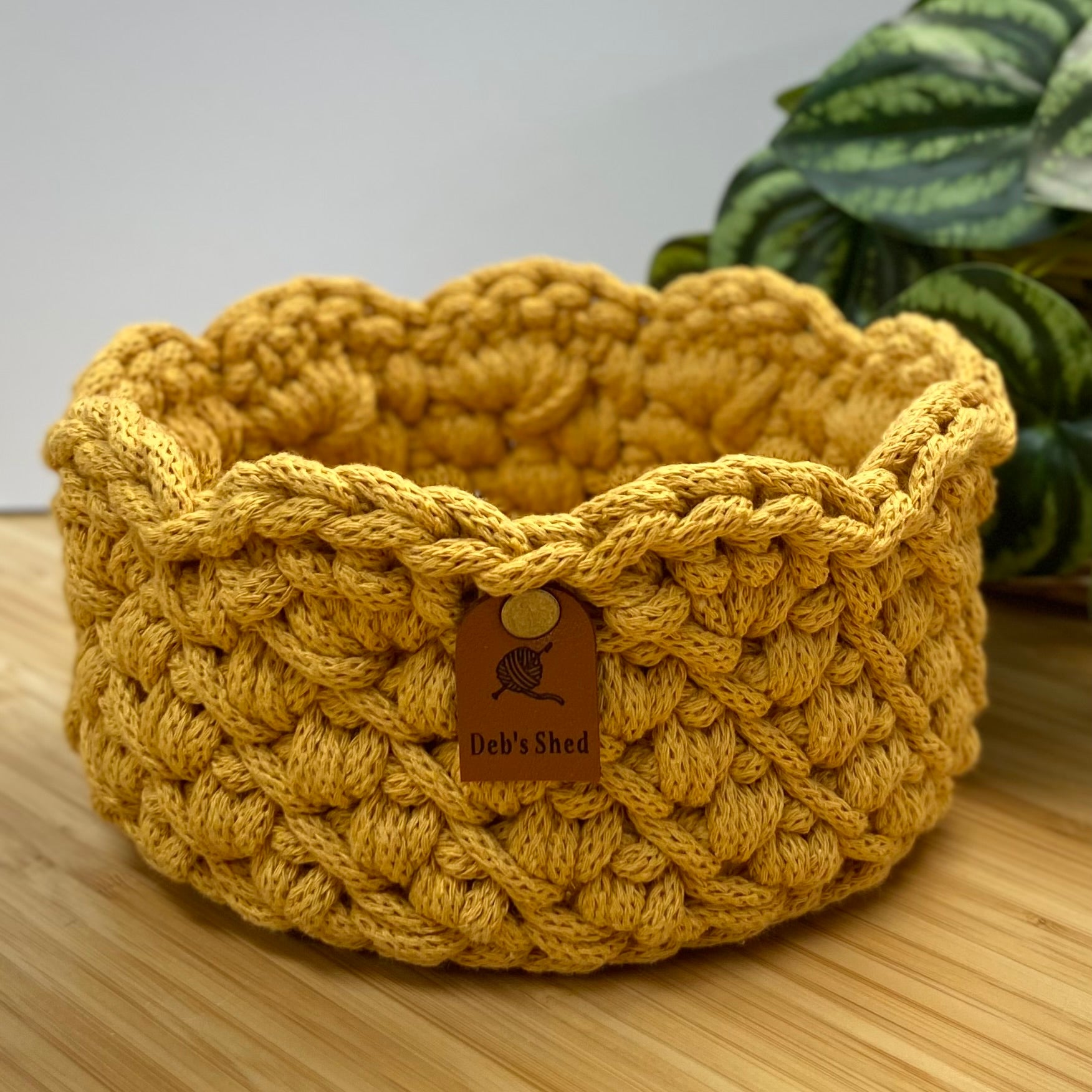 Crochet Basket with Scallop Edge