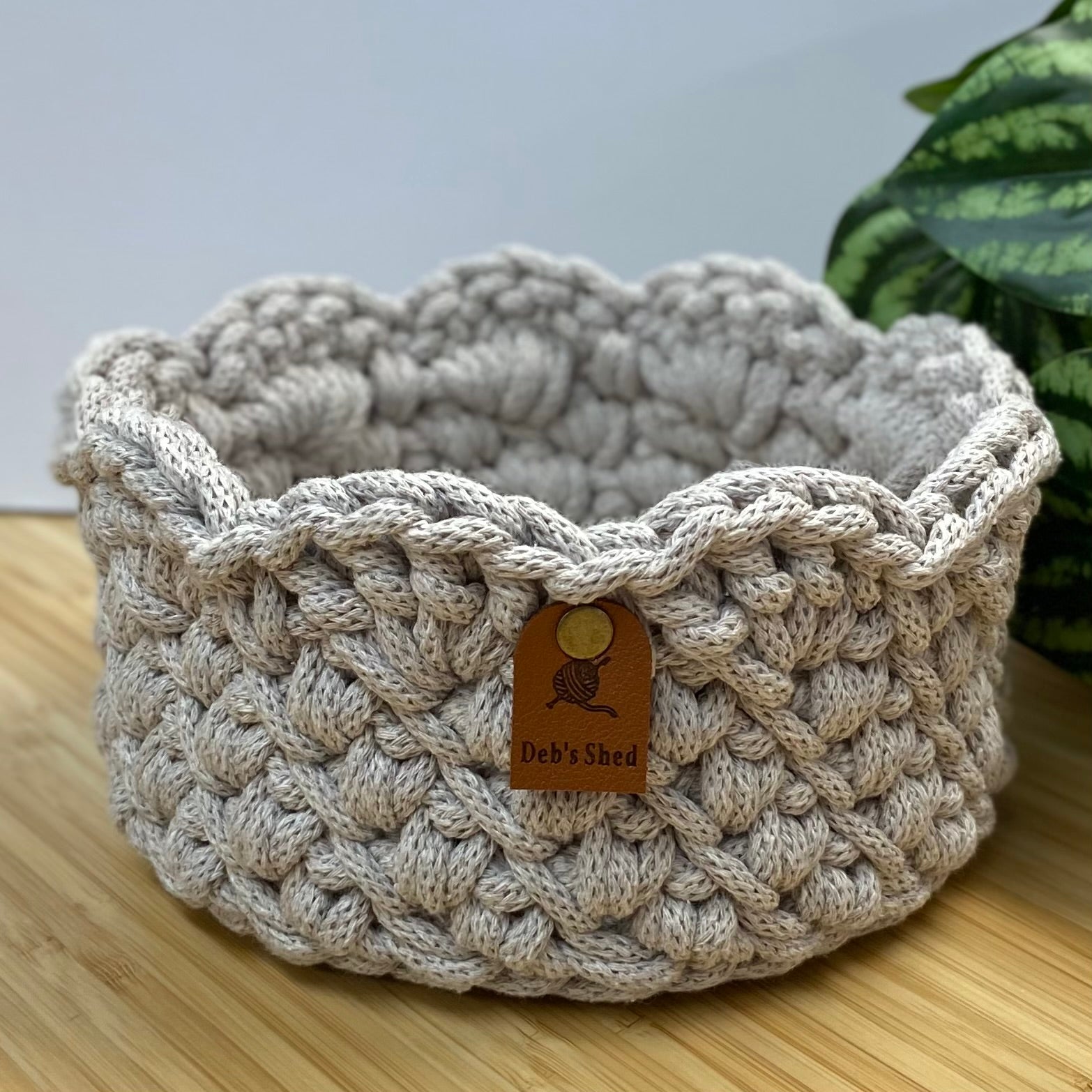Crochet Basket with Scallop Edge
