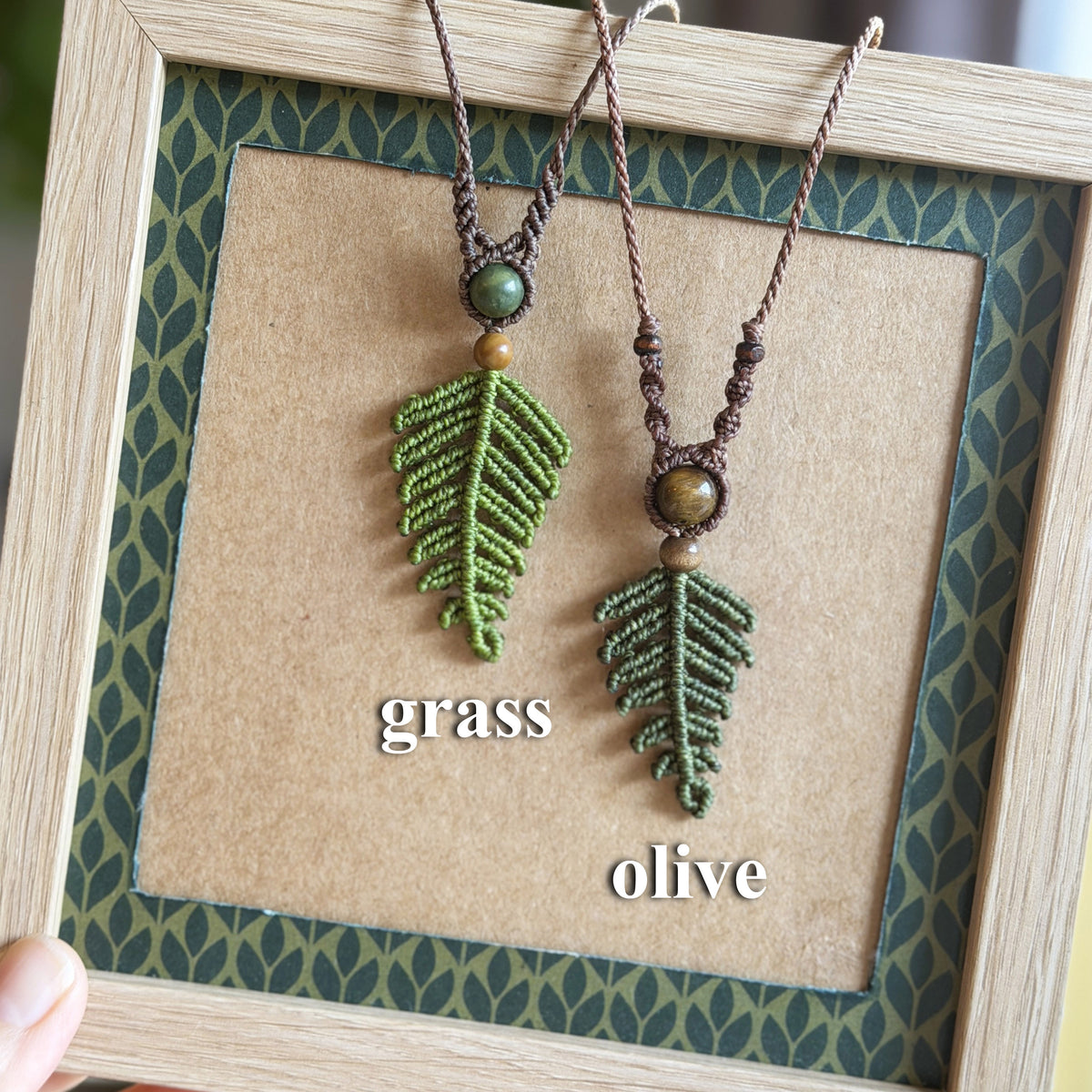 Micro Macrame Fern Leaf Necklace