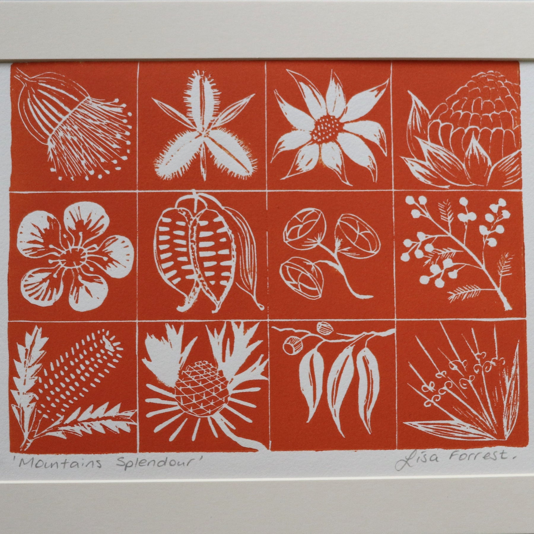 'Mountains Splendour' Original Linocut