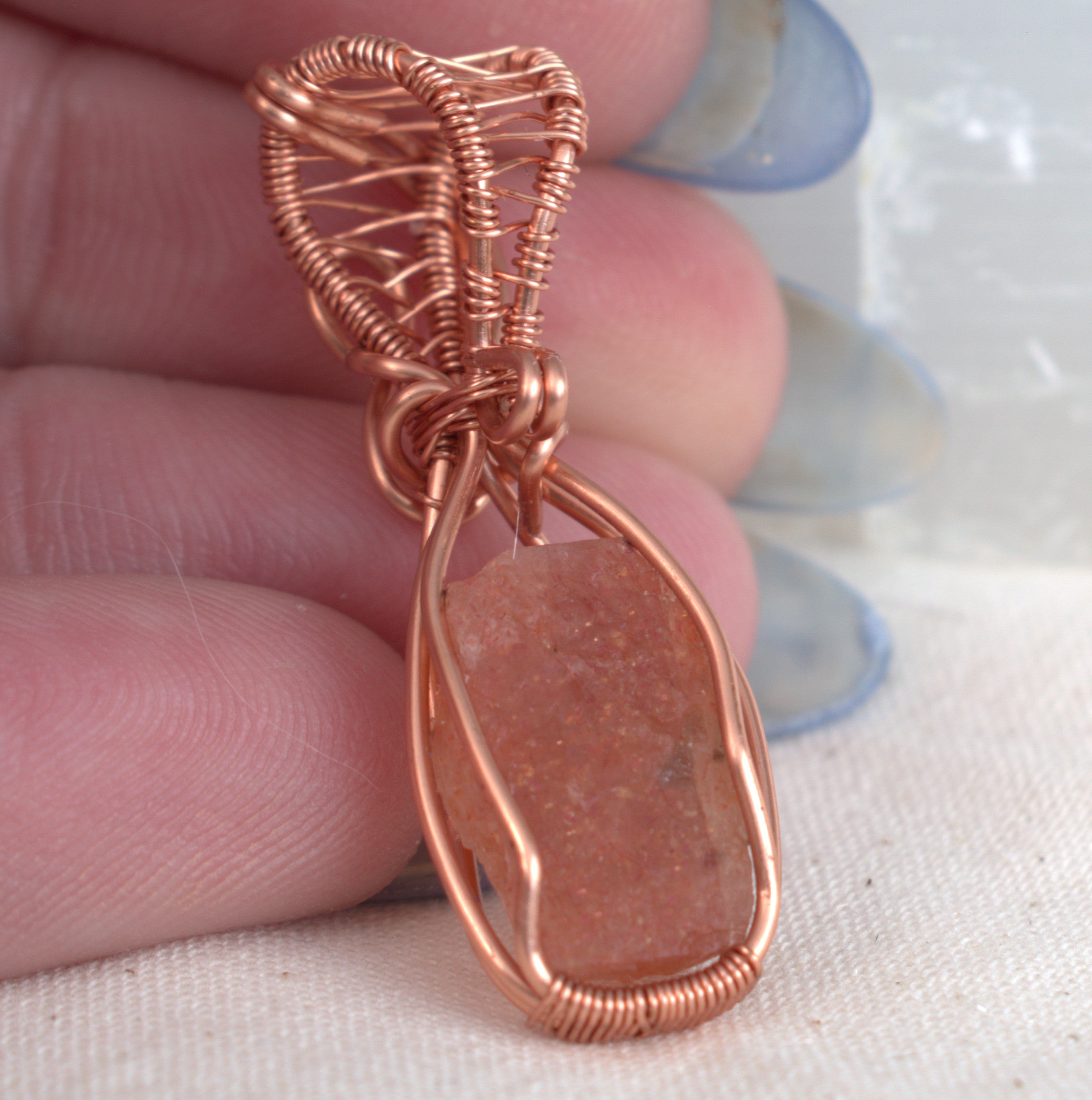 Raw Sunstone – Hand-Wrapped Gemstone Pendant