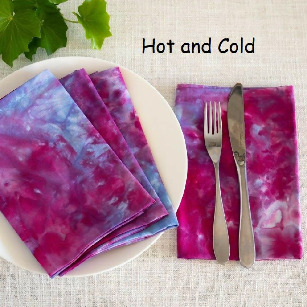 Ice Dyed Cotton Table Napkins. Set of 4