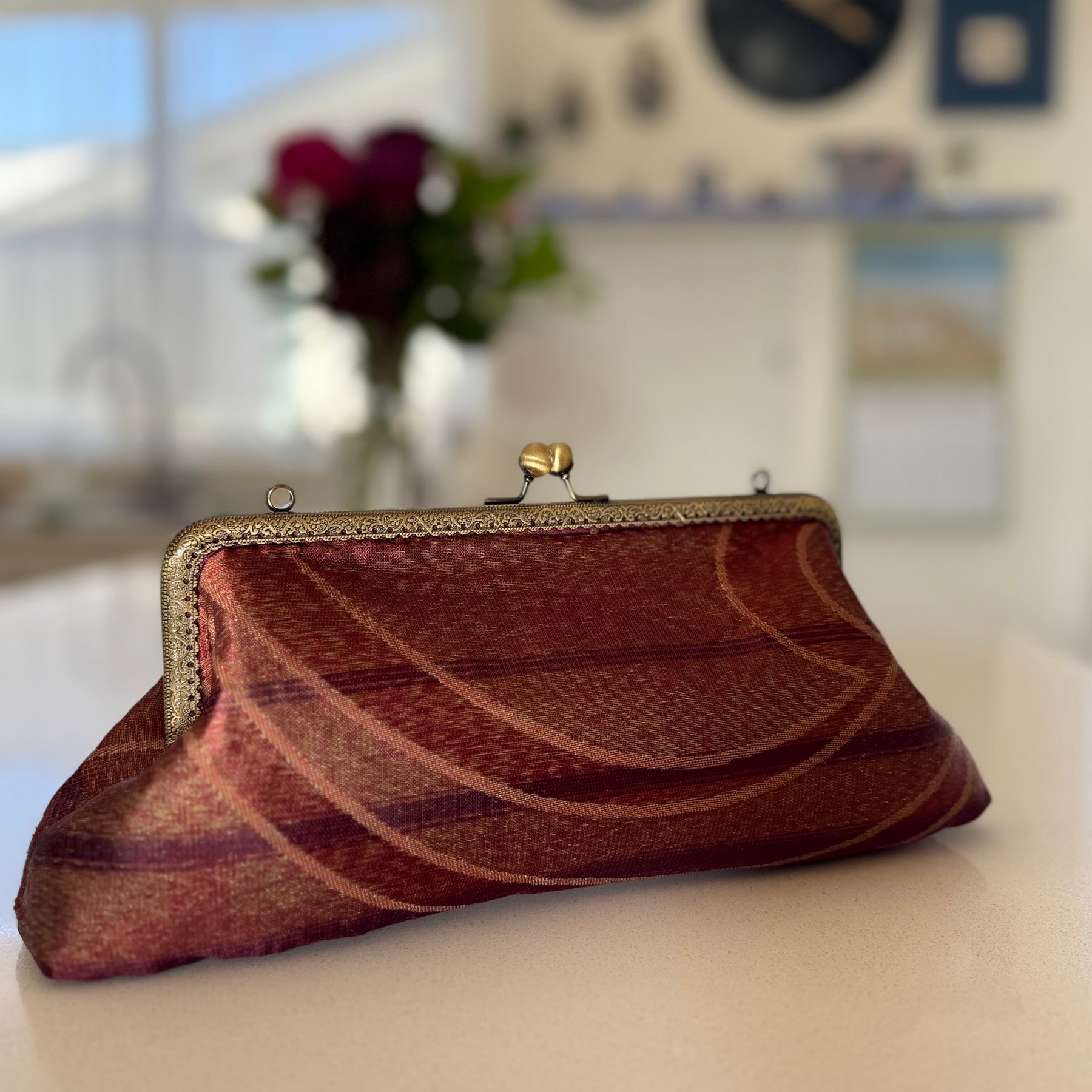 Flower shaped quilted 3-in-1 bag/ clutch