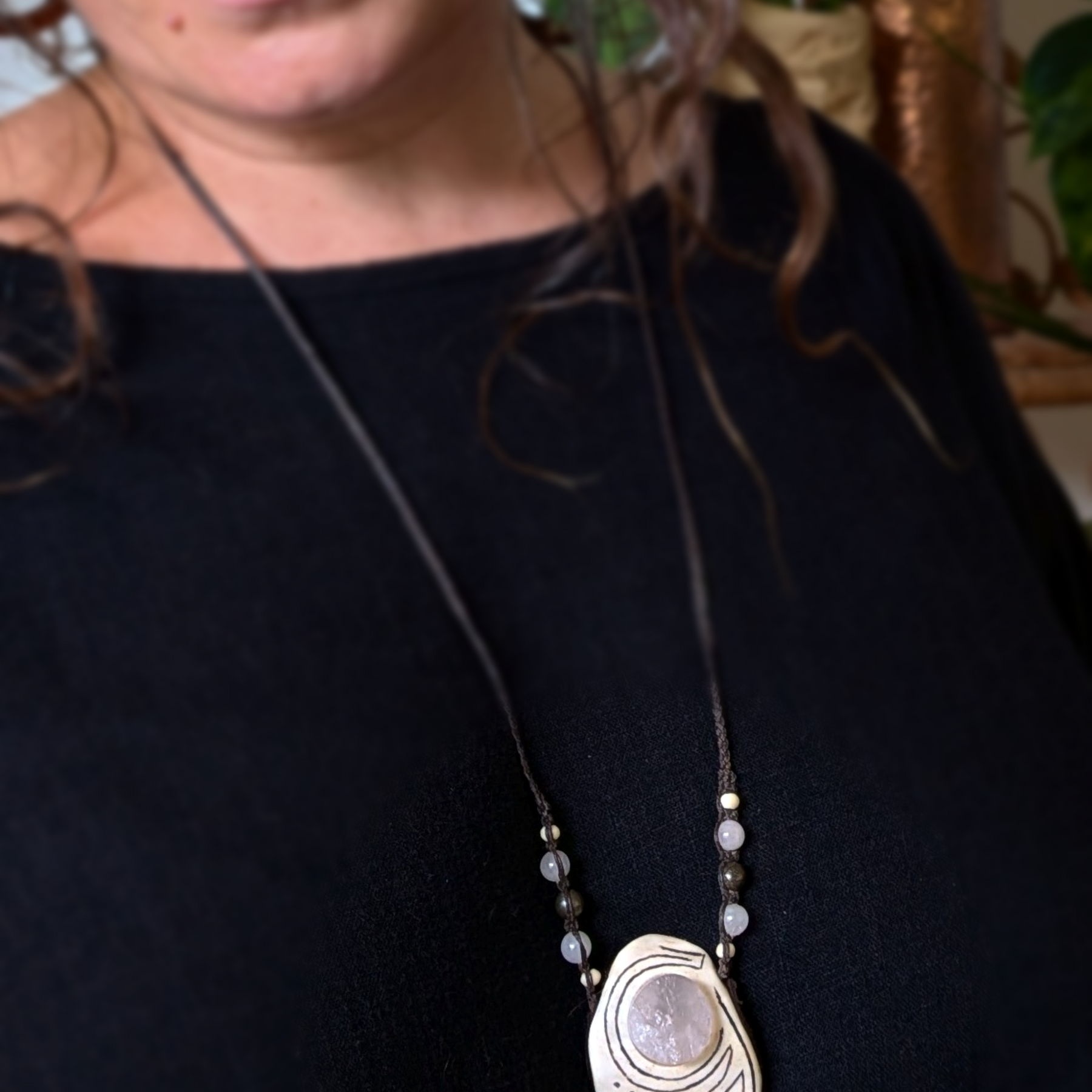 •| RAW ROSE QUARTZ | PYRITE | DEER ANTLER |• natural crystal necklace talisman