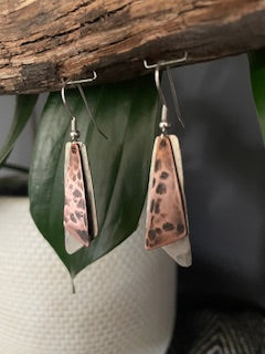 Hammered Copper / Silver Dangles
