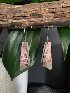 Hammered Copper / Silver Dangles