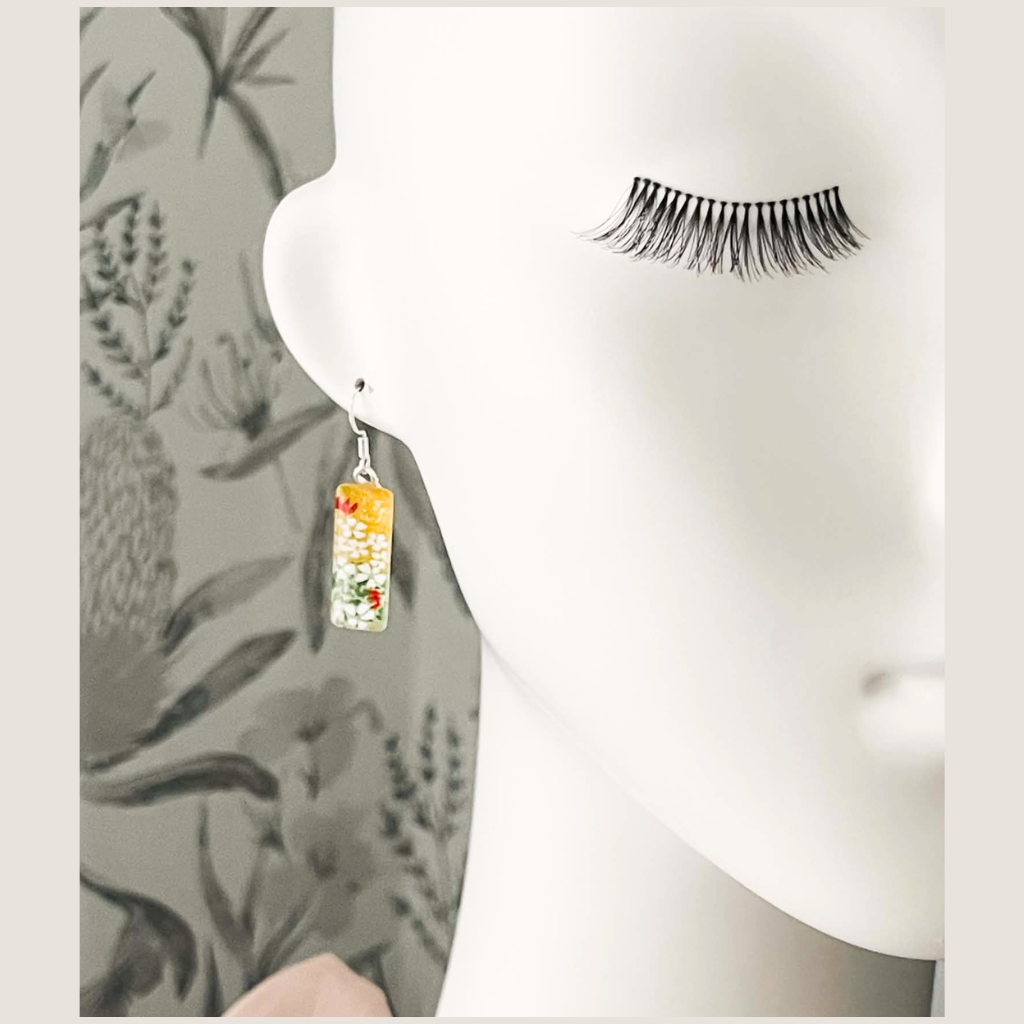 Yellow & White Floral Earrings ~ Summer Garden • One of a Kind Japanese Paper Earrings