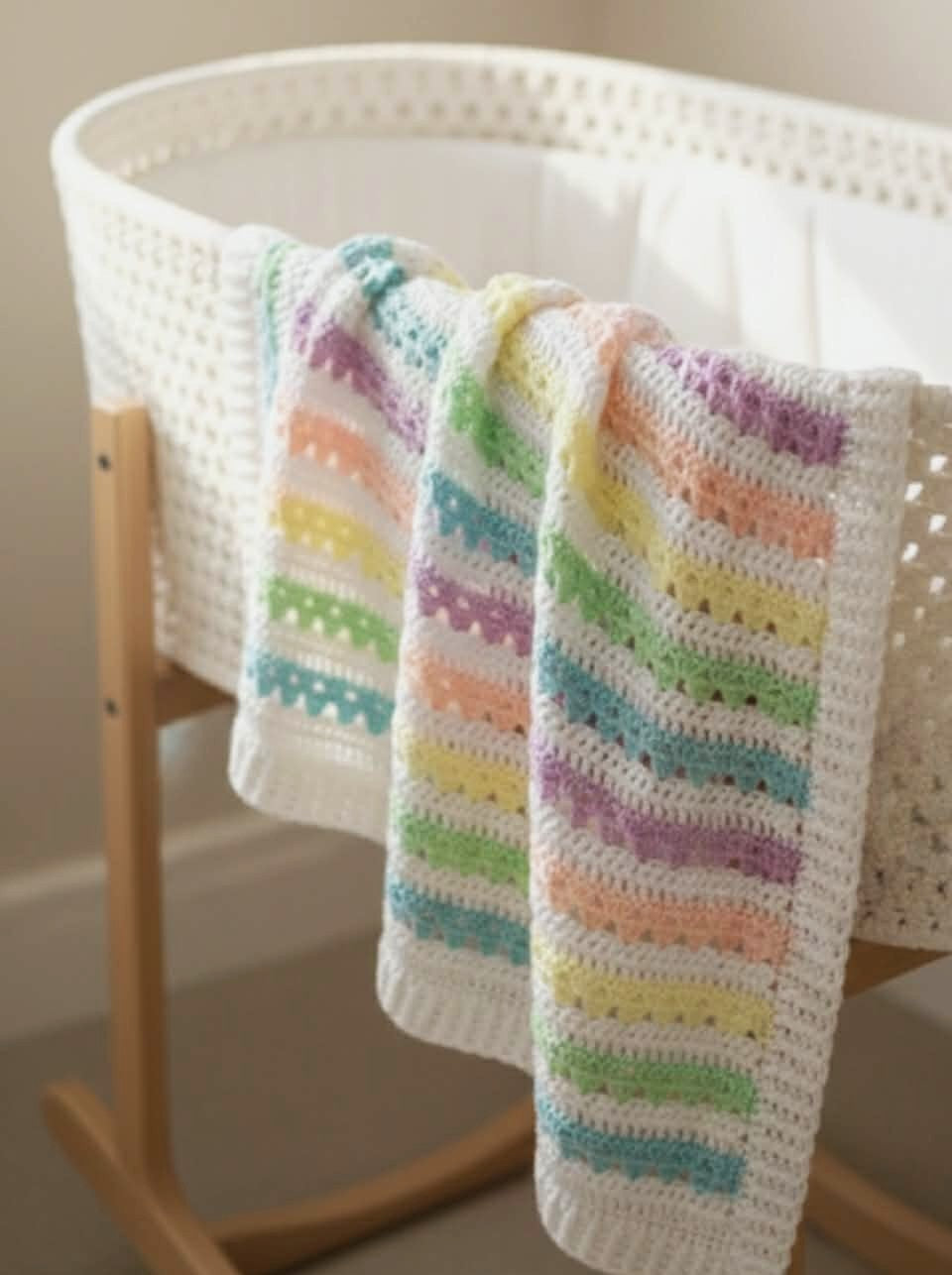 Baby Blanket | Pastel | Rainbow of Colours | Newborn | Handmade | Crocheted
