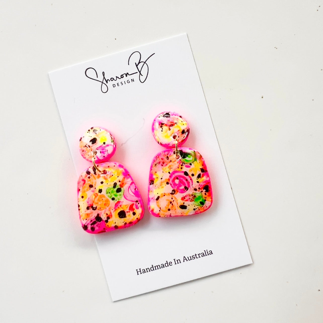 Earrings~Hand Painted Polymer Clay Statement Dangles