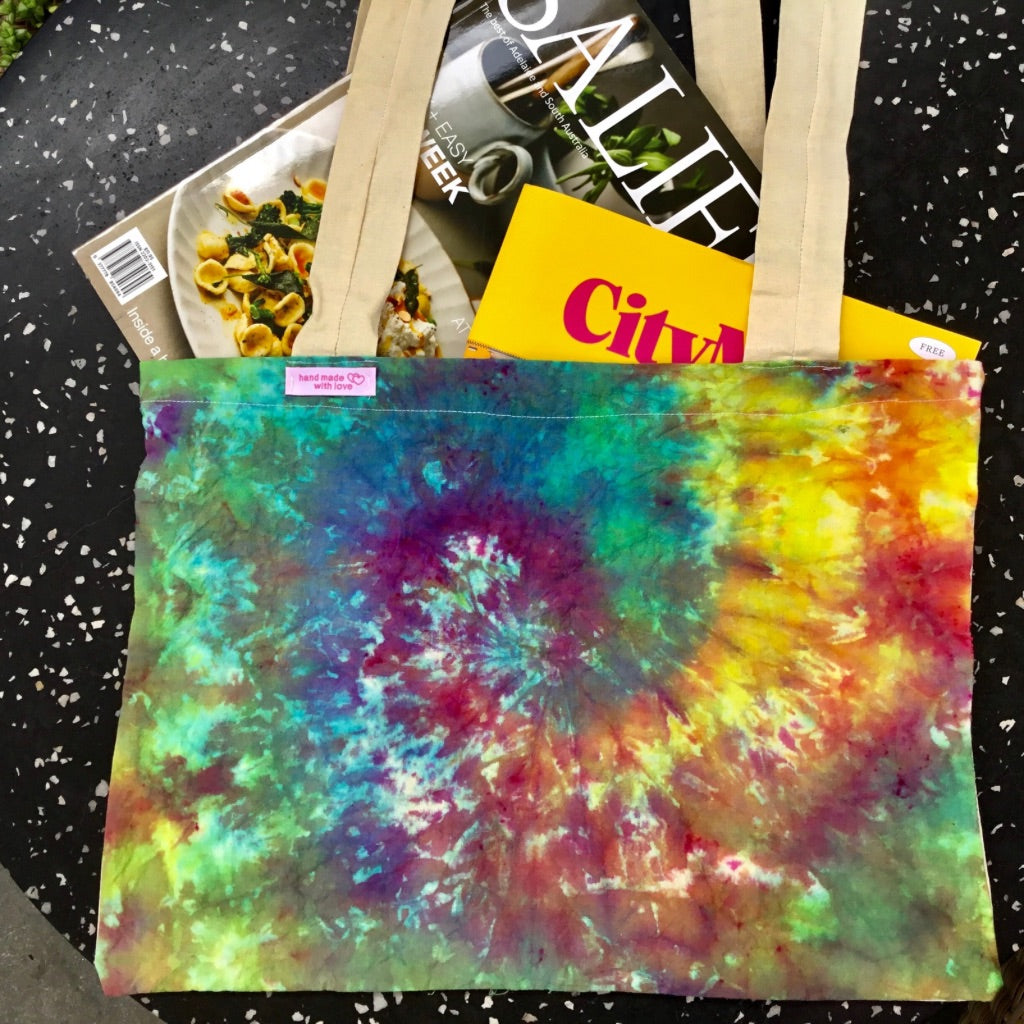 Tie Dye Calico Tote Bag
