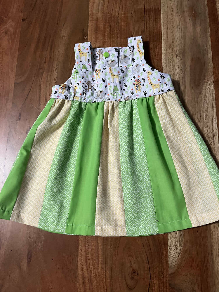 Summer sundress - 6 to 12 month old - green and yellow