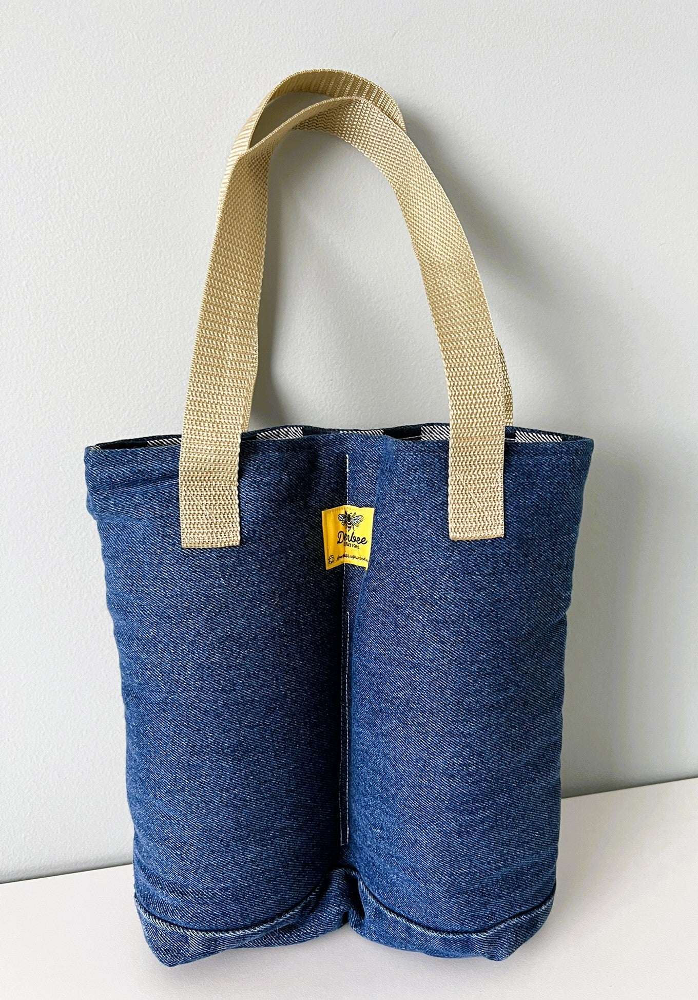 Upcycled Denim & Cotton Wine Carry Bag