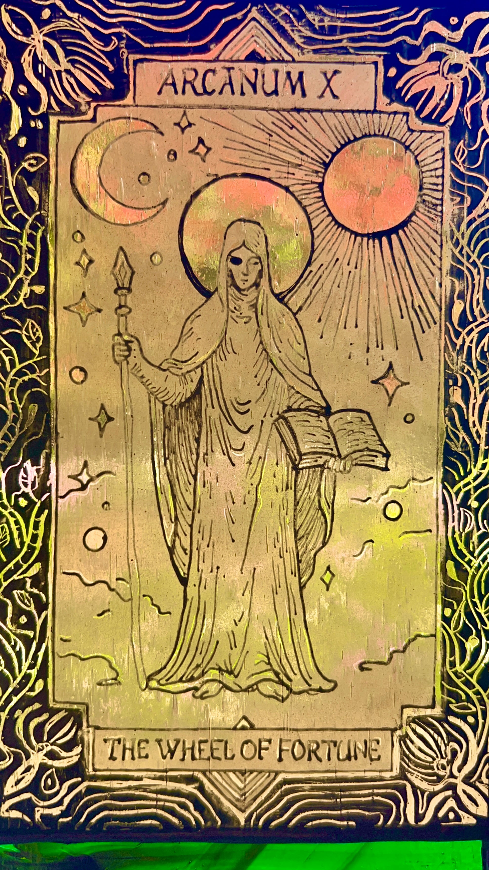 Tarot card stained glass arch