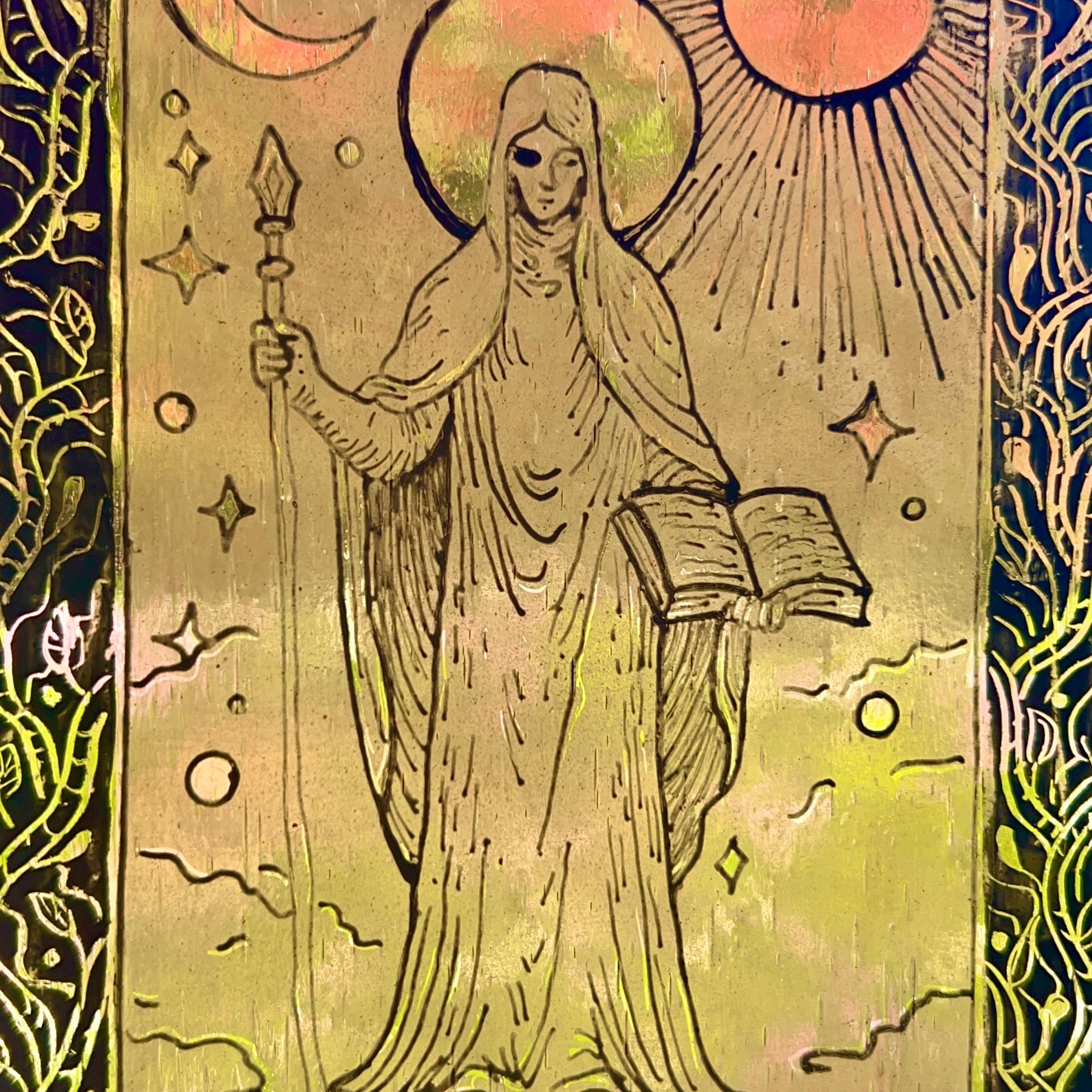 Tarot card stained glass arch