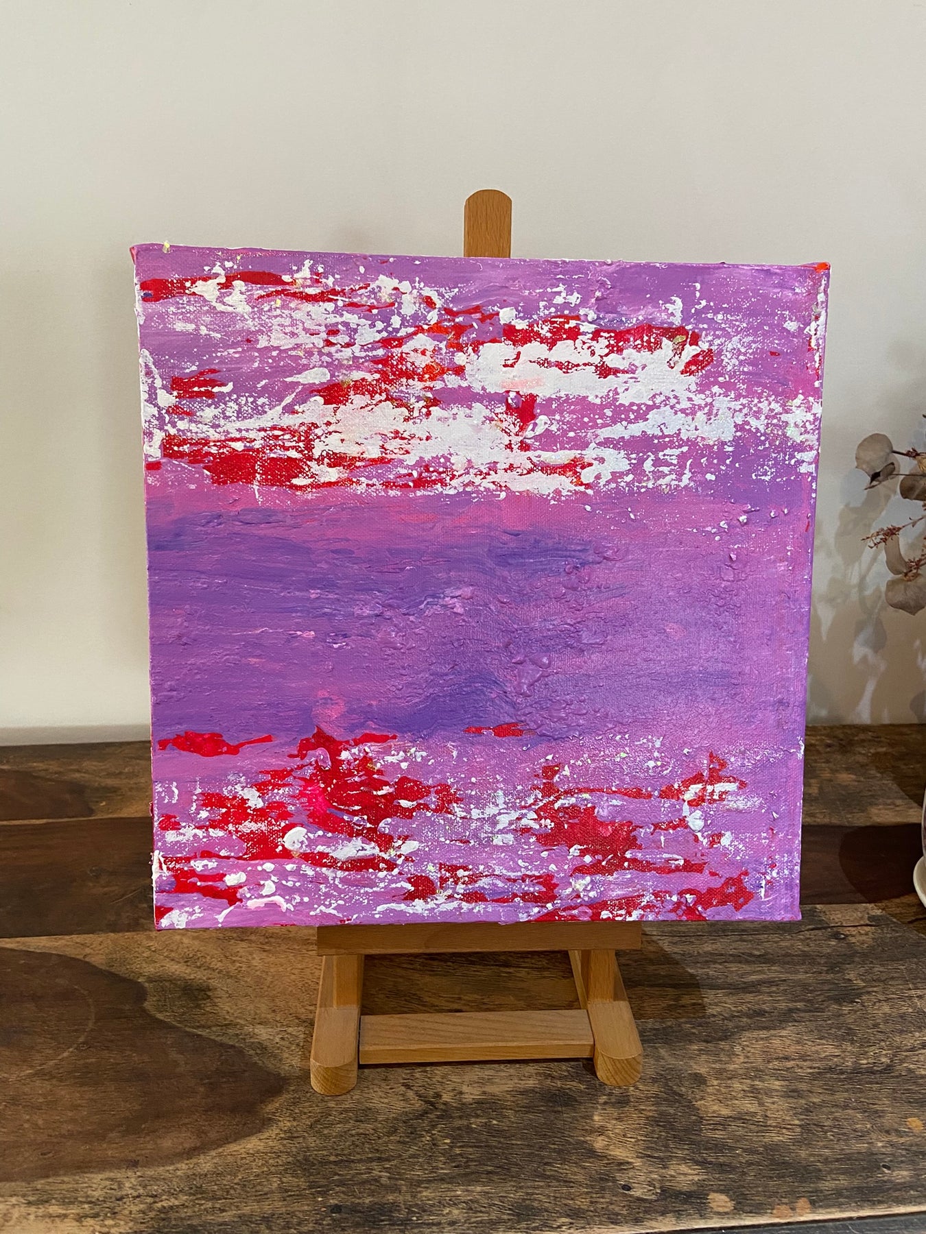 Inverted Abstract Acrylic Canvas Painting: Colorful Wall Art by Margo Humphries (30.5cm)
