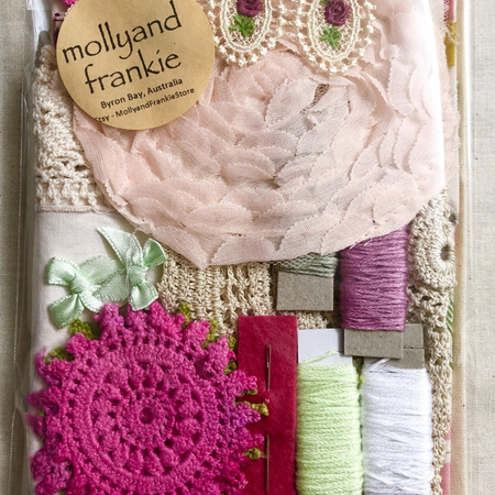 Slow Stitching Kit, Fabric Bundle - Delicate Doily Vintage