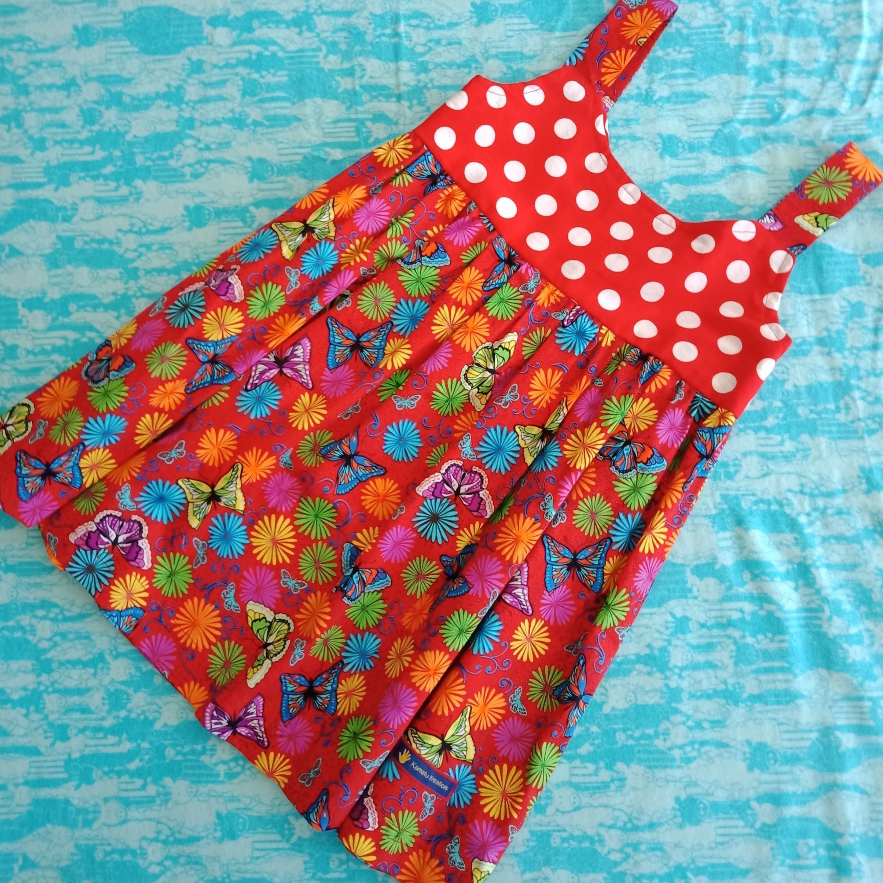 Girls Dress Size 5, Polkadots/Butteflies Floral.