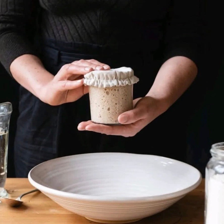 Natural Cotton Sourdough Starter Jar Cover – Handmade in Tasmania