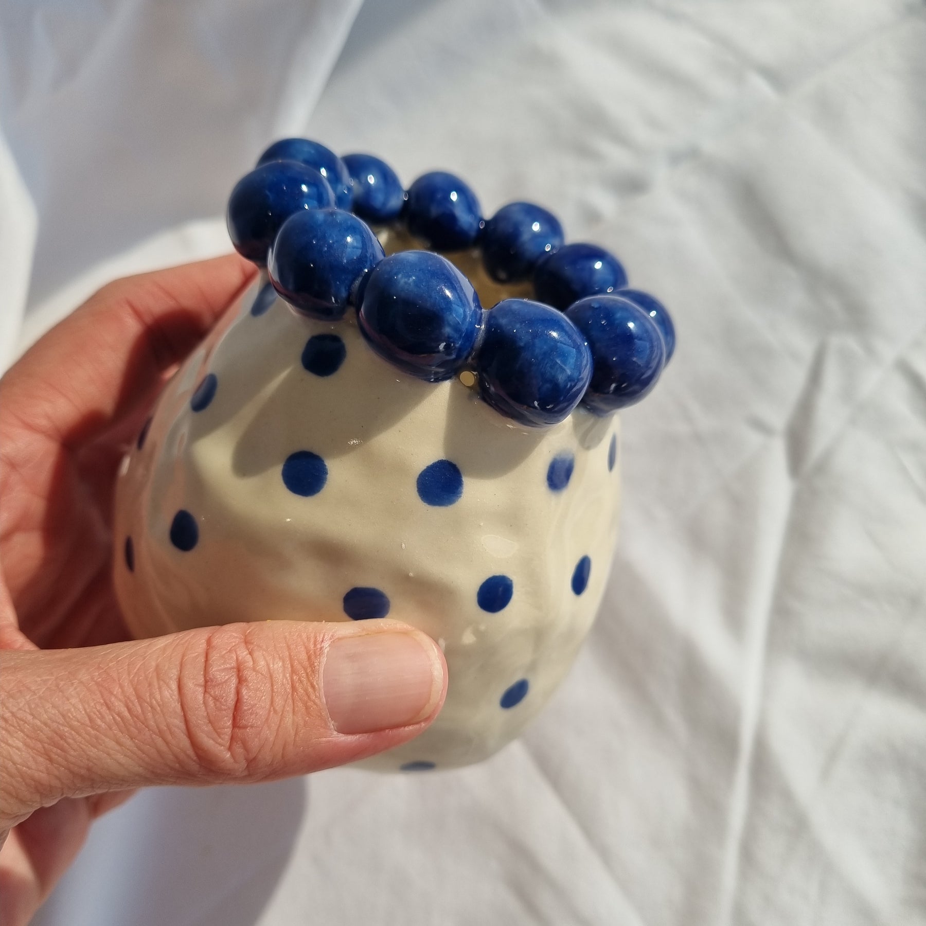 Large blue Dot Bud Vase