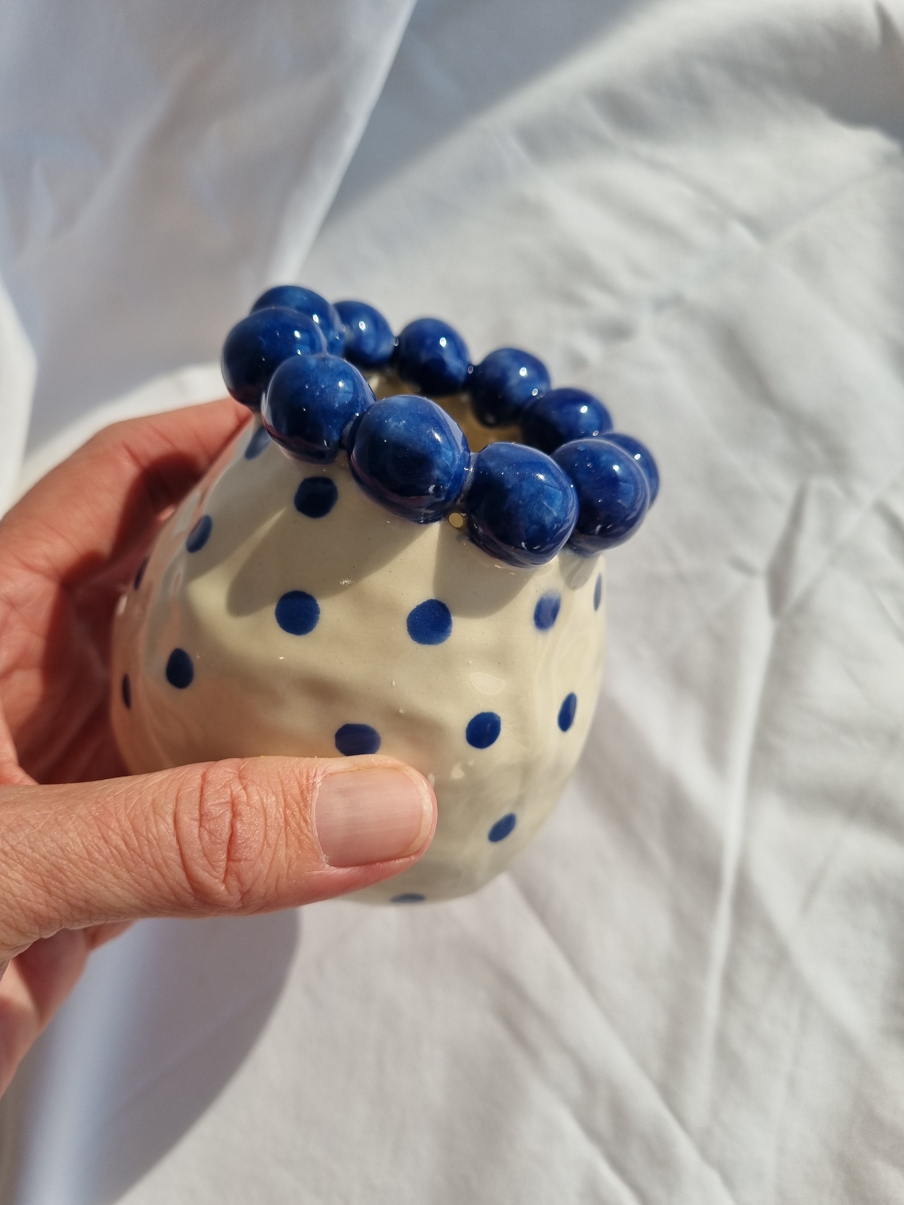 Large blue Dot Bud Vase