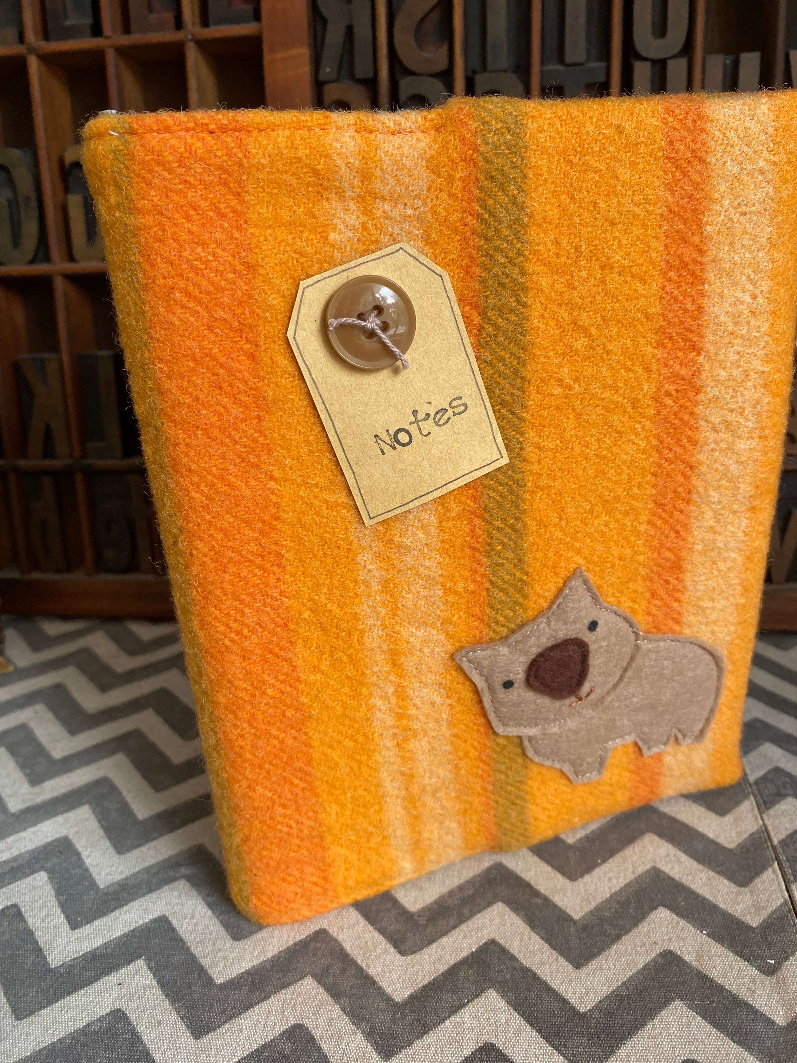 A5 Upcycled Notebook Wombat - Orange