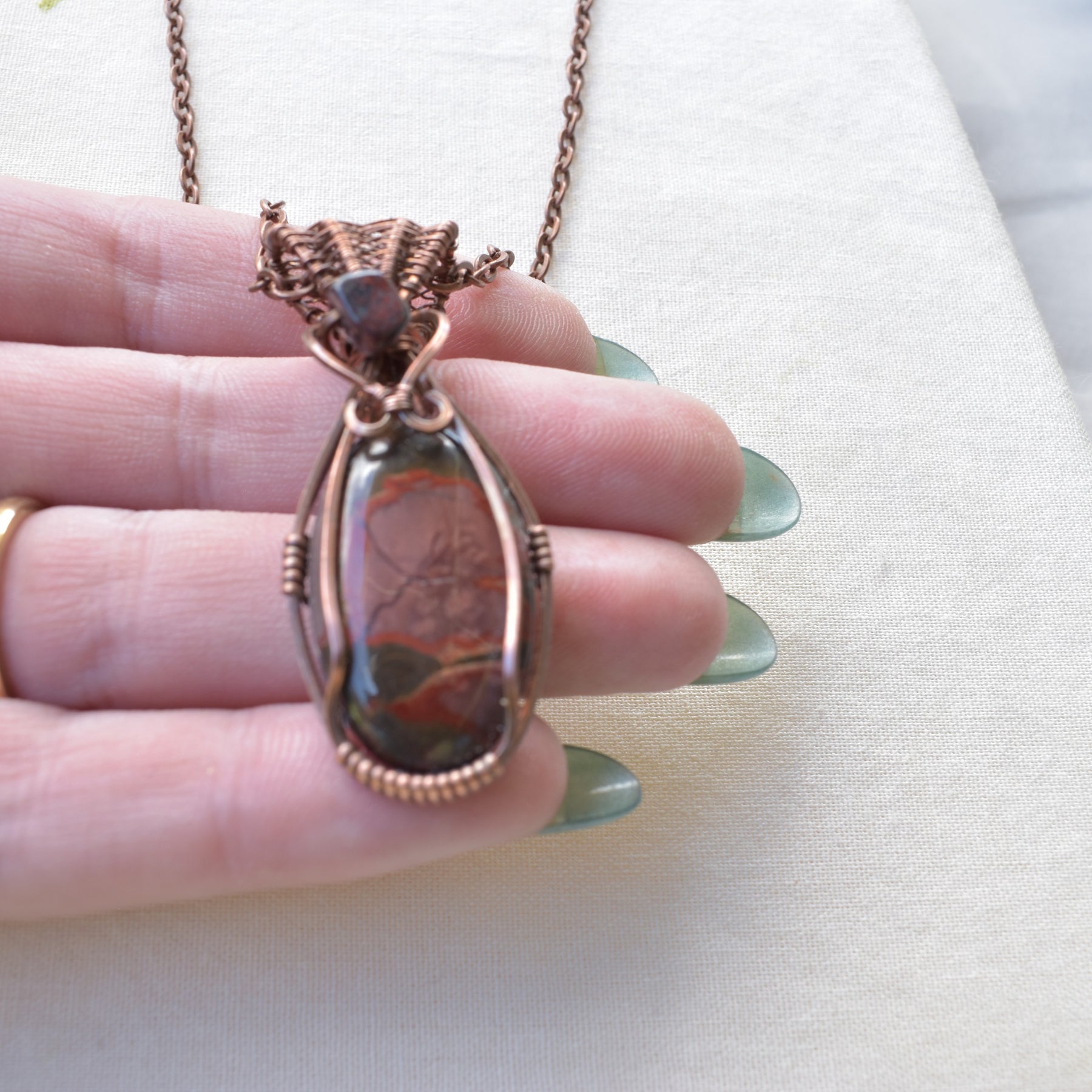 After the Burn - Cherry Creek Jasper Wire Wrapped Copper Pendant
