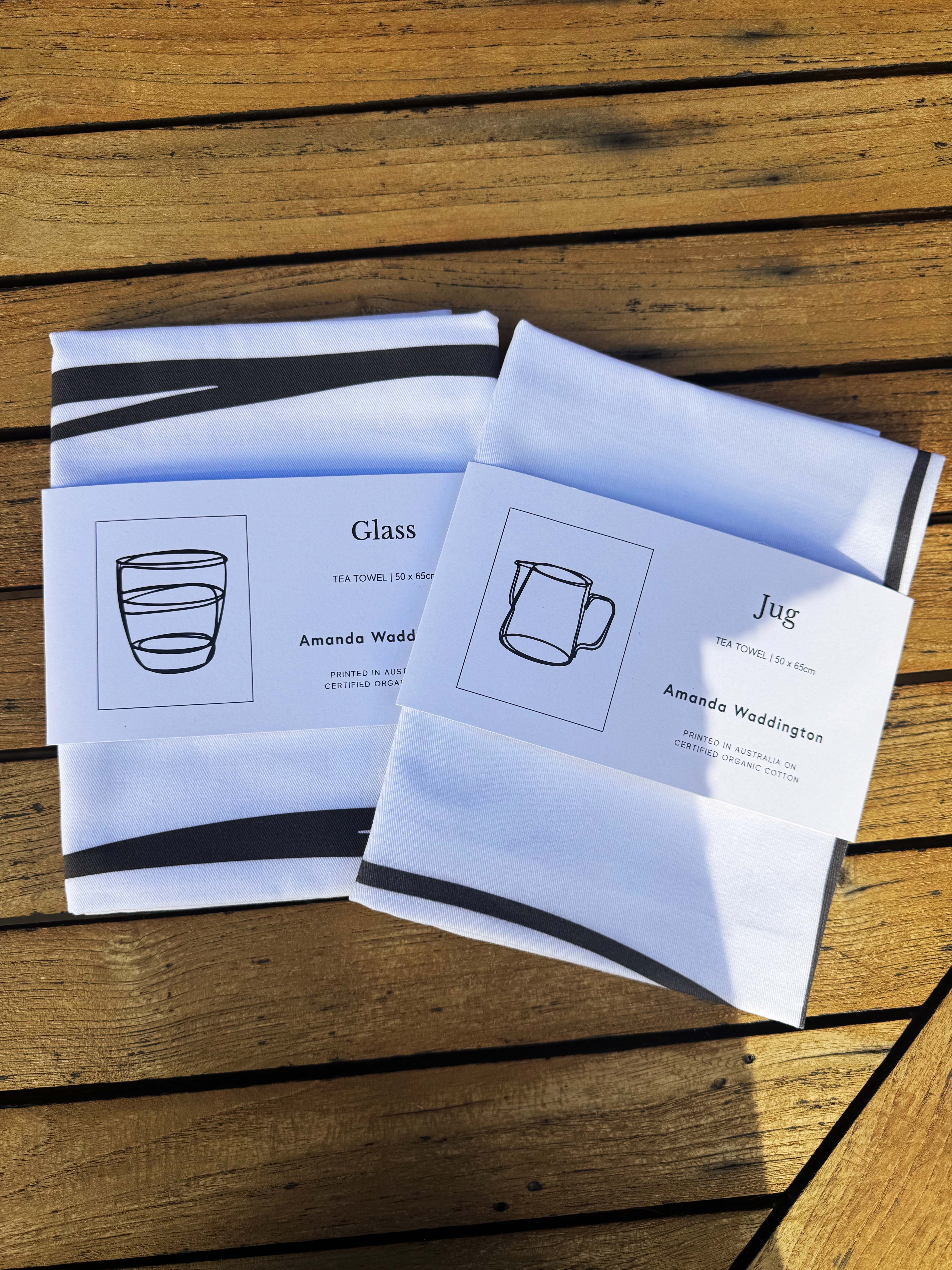 Pack of 2 Artist Designed Tea Towels - 100% Organic Cotton. Kitchen Studies 1, 2 and 3