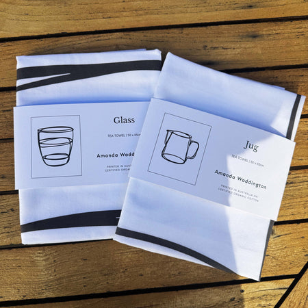 Pack of 2 Artist Designed Tea Towels - 100% Organic Cotton. Kitchen Studies 1, 2 and 3