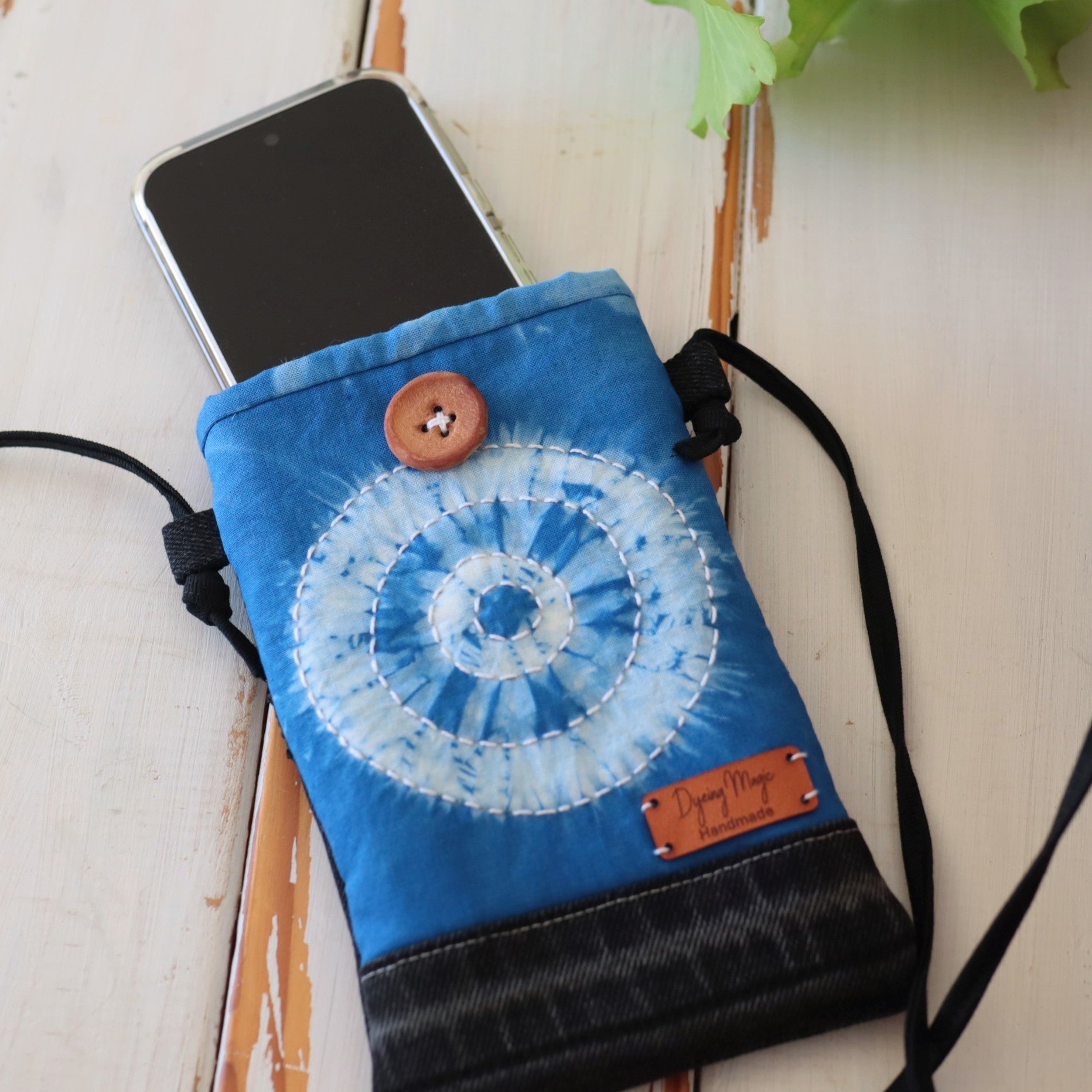 Shibori Tie dyed Phone pouch, glasses pouch, cross body.