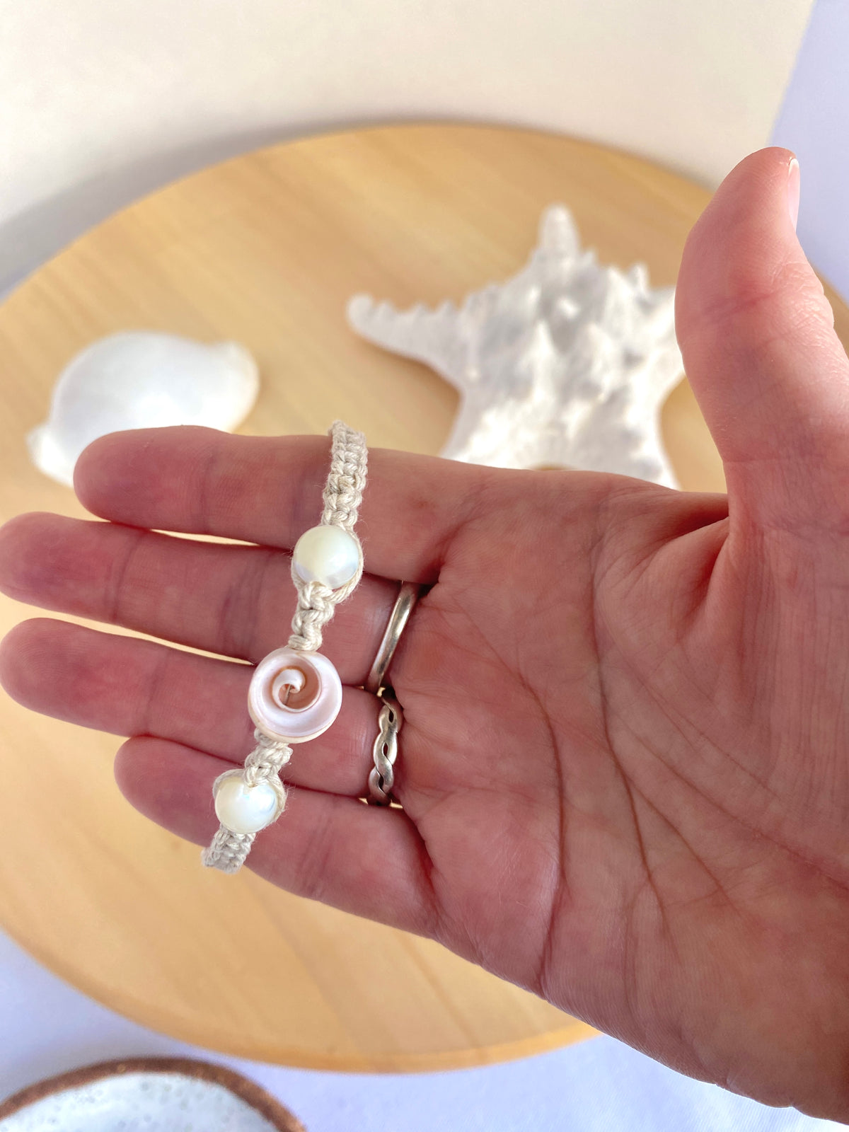 Shell and Mother of Pearl Macrame Wrap Bracelet | Cotton Cord Jewellery | Gift Set