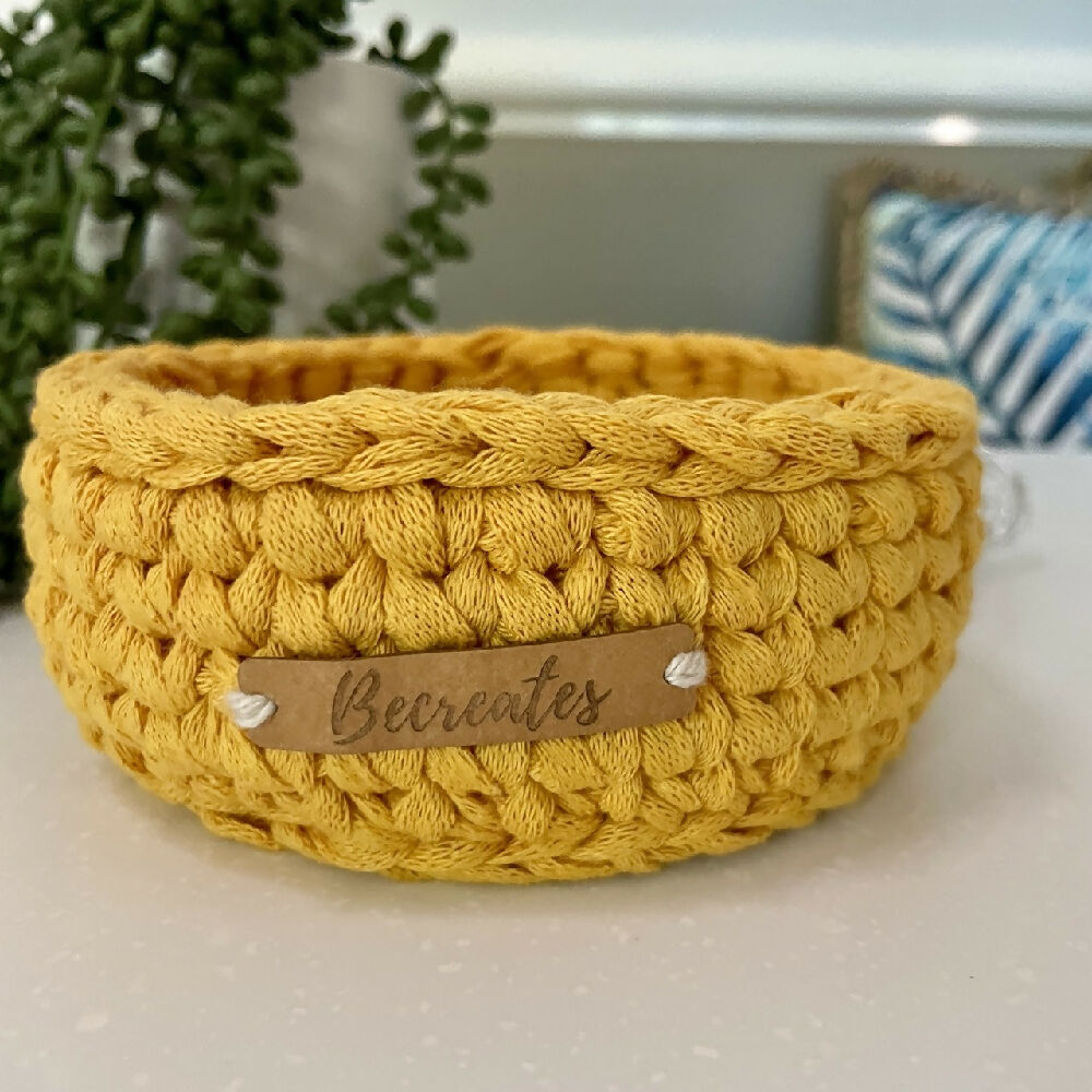 Crochet handmade basket | Home Decor | Mustard Mini