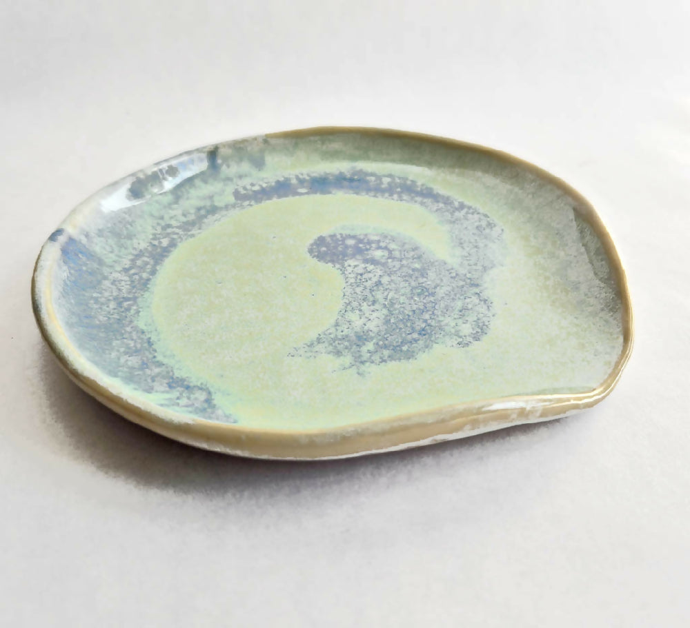 ocean colours spoon rest - hand made ceramic - Julie Ann smith - australia