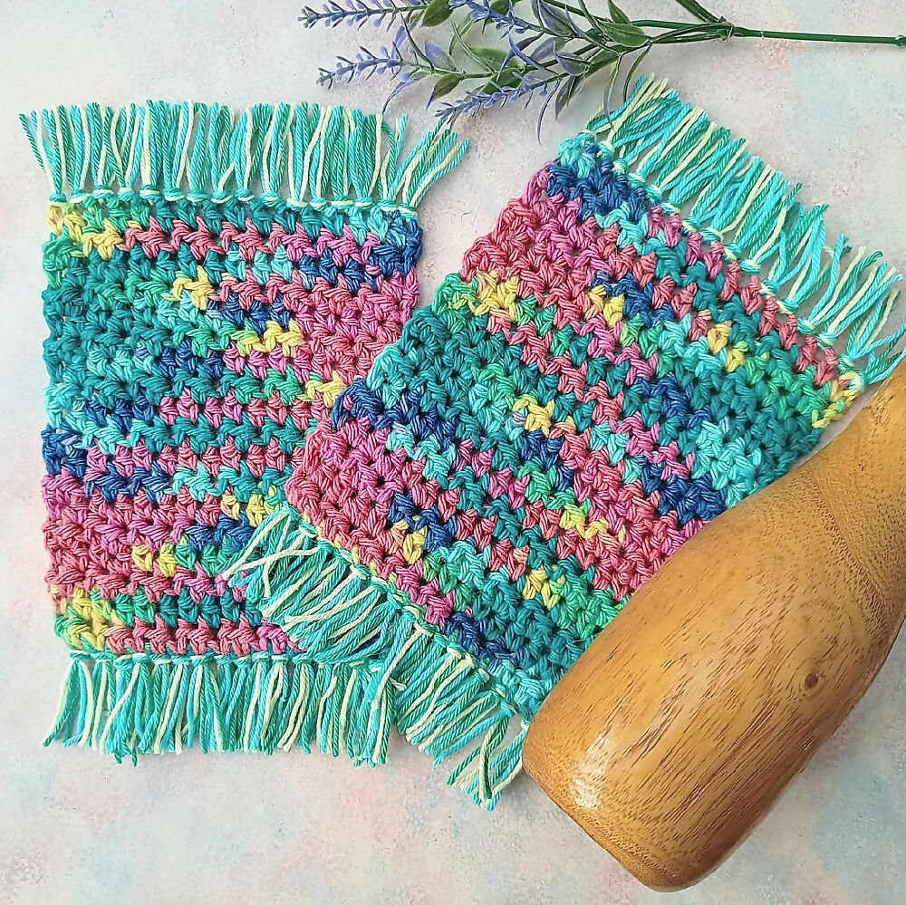 Crochet Cotton Mug Rug Pairs