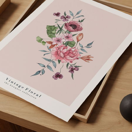 Vintage Floral Art Print A3