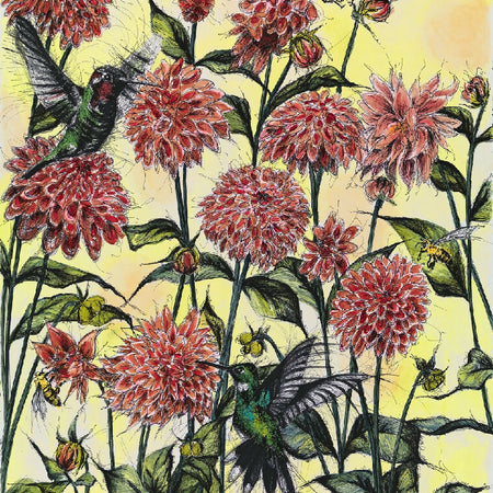 Dahlia's and Hummingbirds