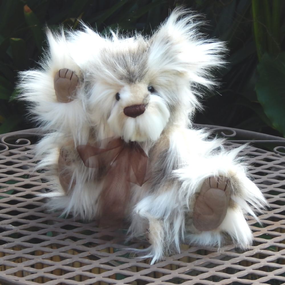 One of a Kind Teddy Bear,Cream Brown and Grey