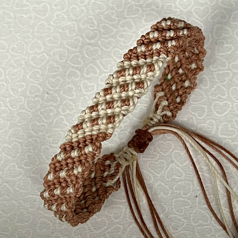 Beige & Brown macrame bracelet +FREE Microfibre Pouch