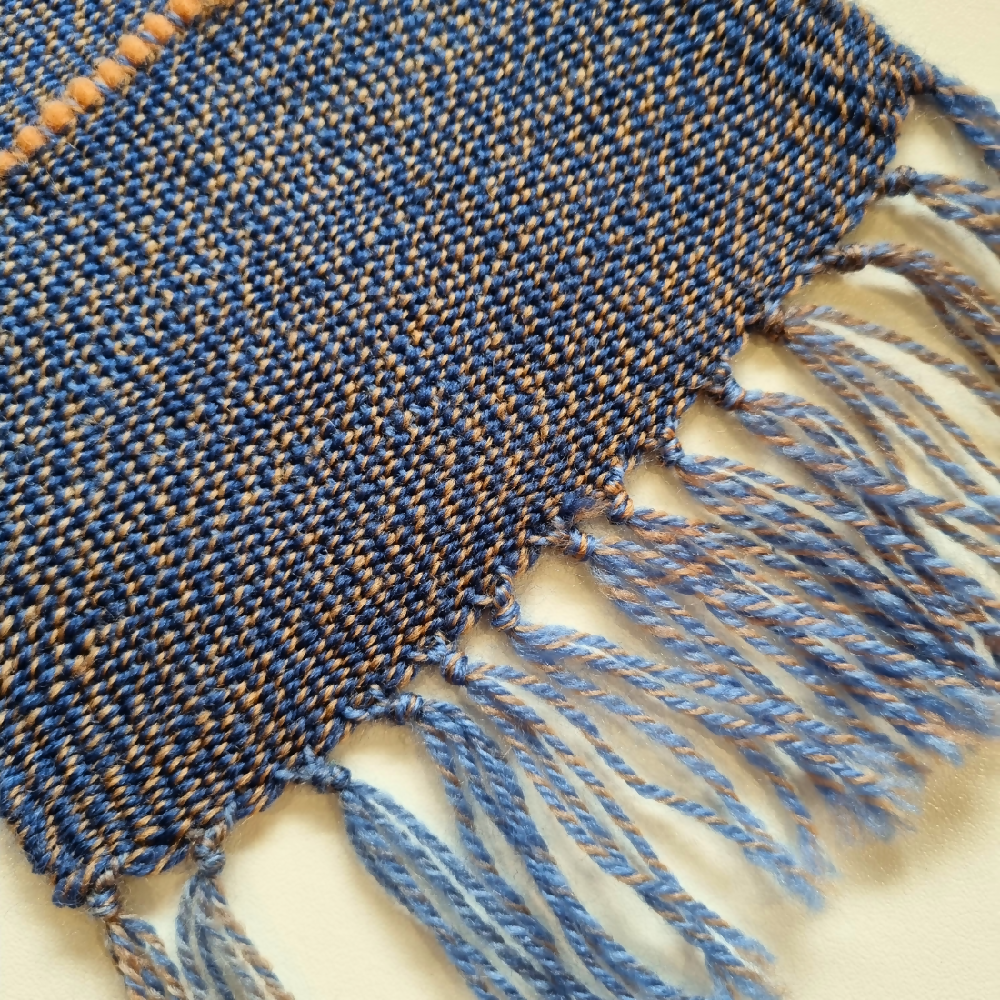 australian-artist-handmade-handwoven-blue-peach-wool-scarf-7