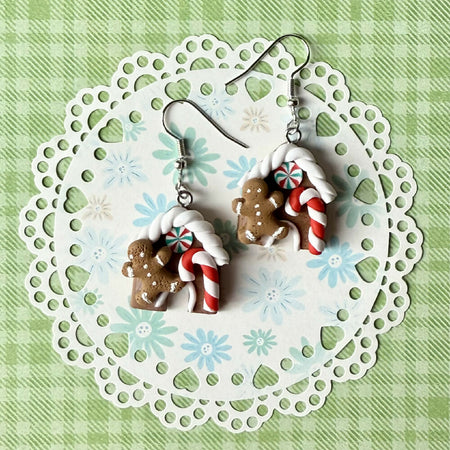 Gingerbread house dangles (hypoallergenic hooks)