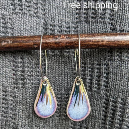 Violet Drop Ceramic Earrings