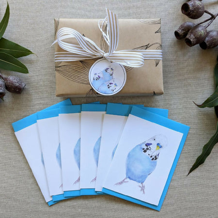 Box set: 6 budgie note cards